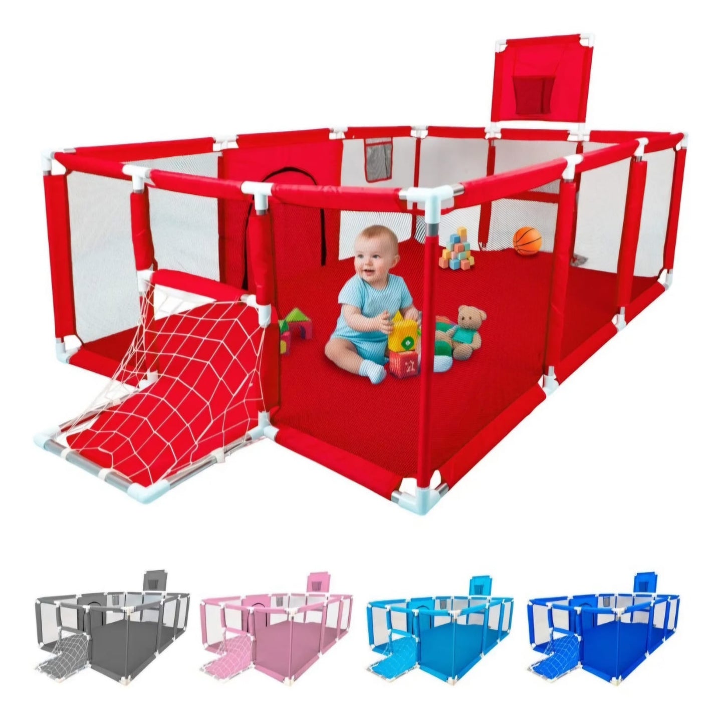 Corral bebé gimnasio de juegos porterías y tablero infantil
