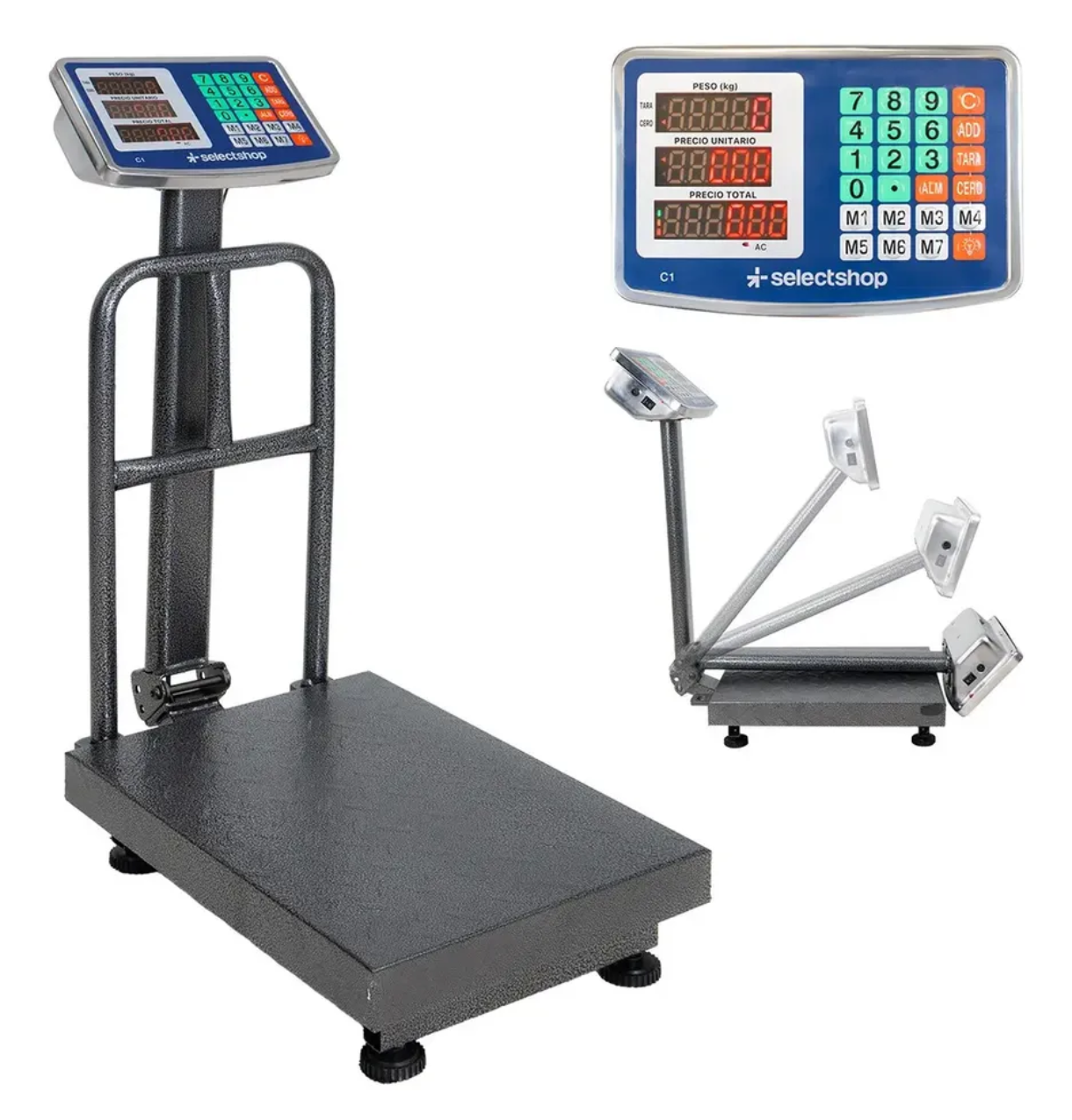 Bascula Comercial Industrial 150kg con plataforma color gris