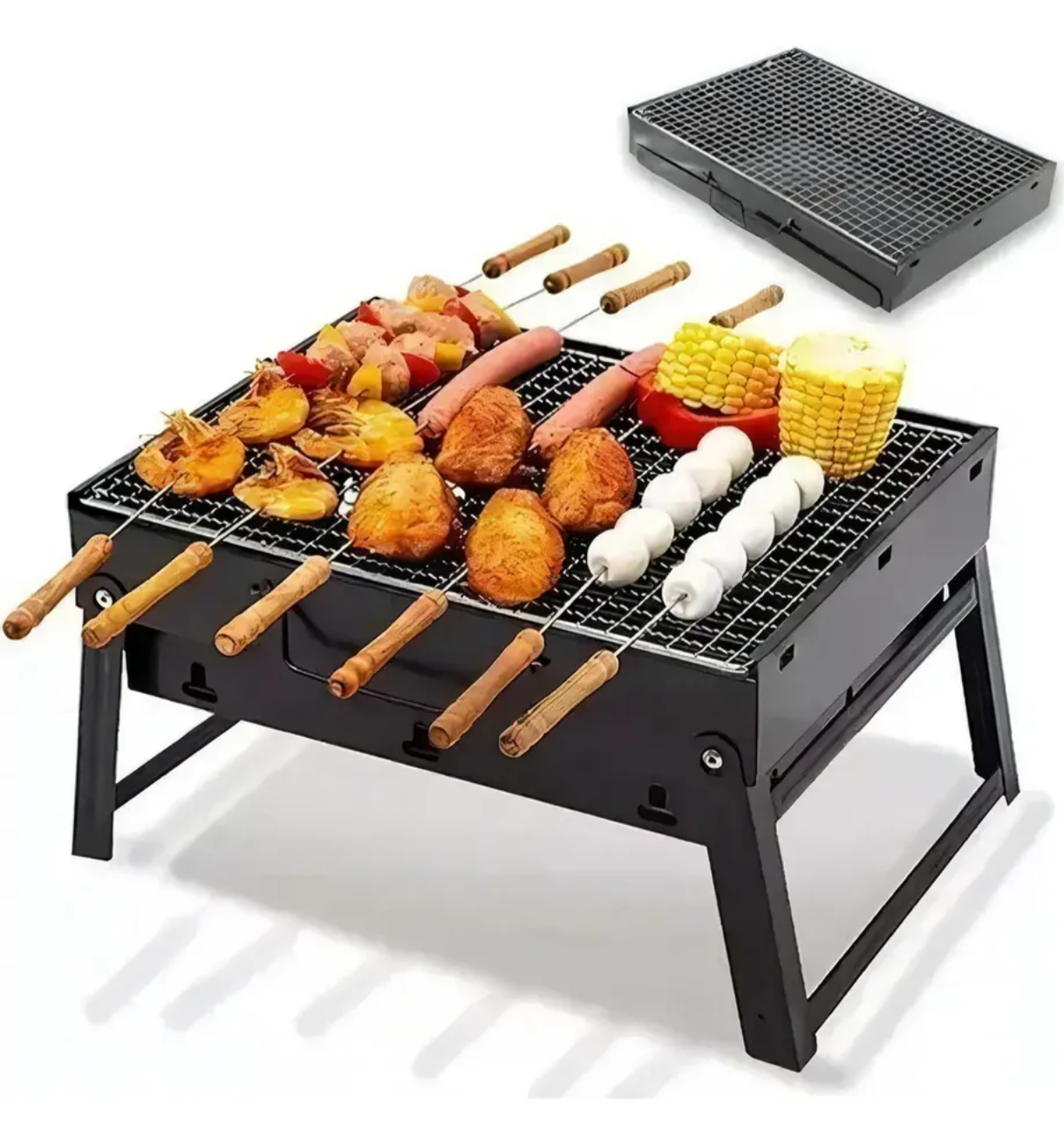 Parrilla asador plegable de carbón portatil