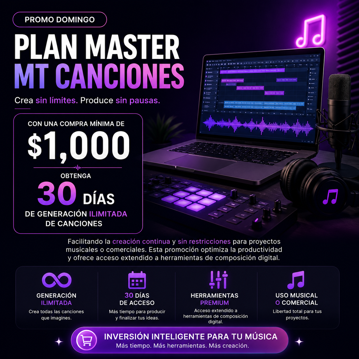 PROMO DOMINGO (PLAN MASTER MT CANCIONES GRATIS)