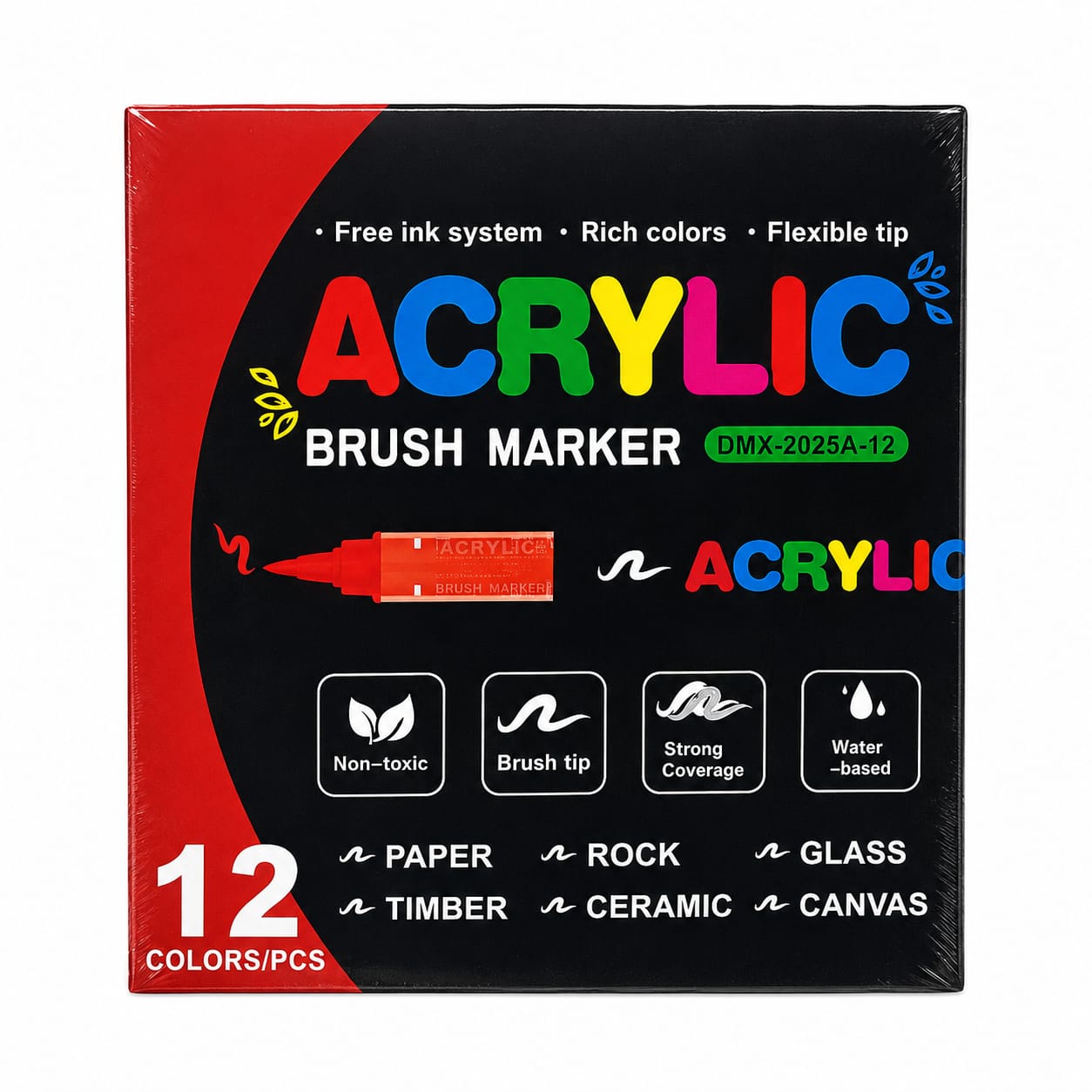 Acrylic Brush 12 pcs