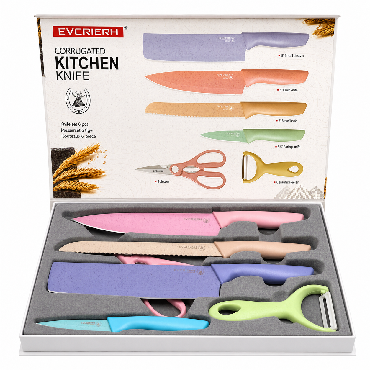 Set Cuchillo Colores 6pza