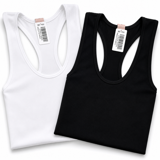 Blusa manga corta blanco y negro