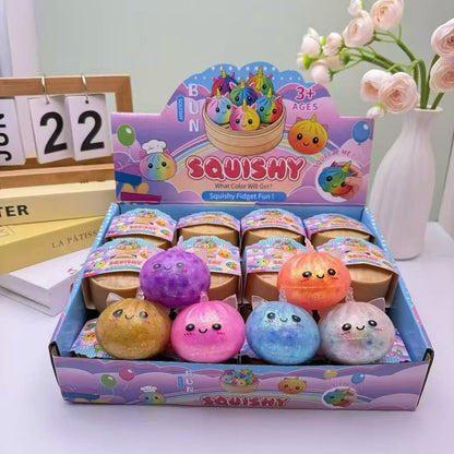 Squishy Dumpling Luminoso Sorpresa | Brilla en la Oscuridad | Caja con 12 Pzas ⭐ 5.5cm