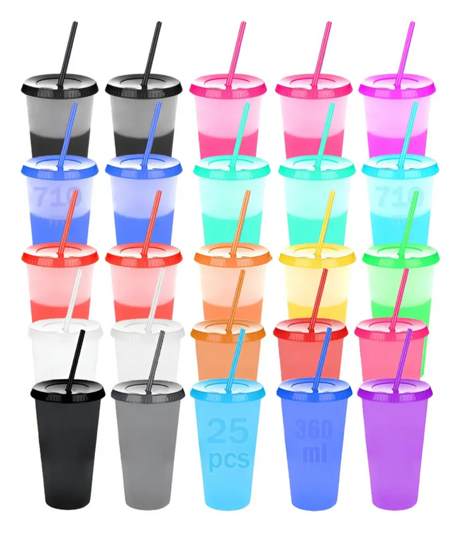 25 Vasos Mágicos cambian de color con tapa