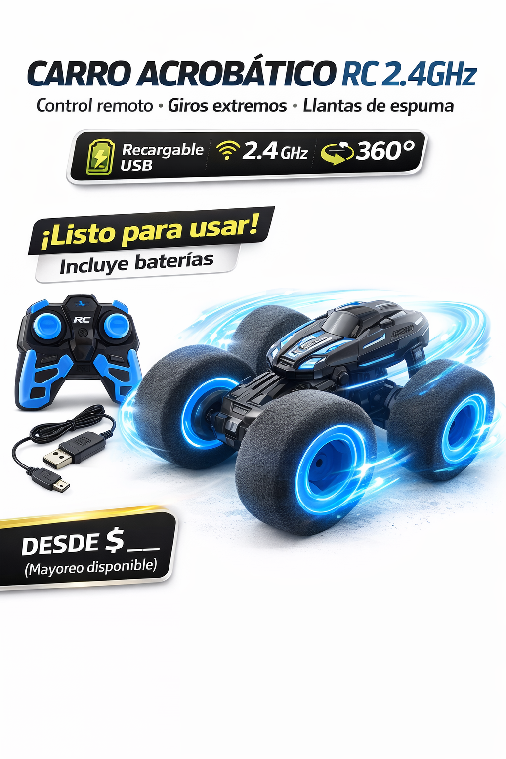 Carro a Control Remoto Big Wheel
