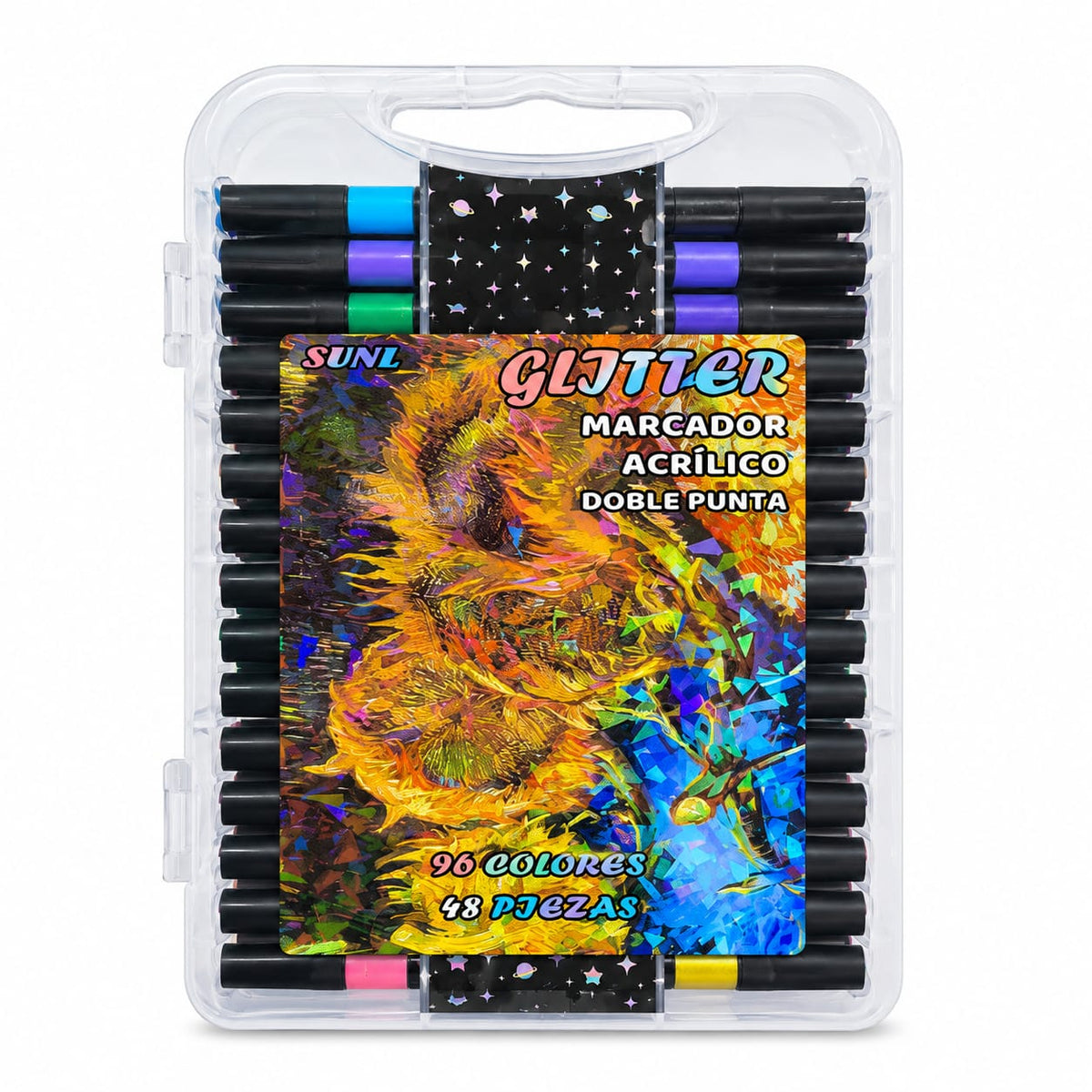 Marcador glitter doble punta 48pcs